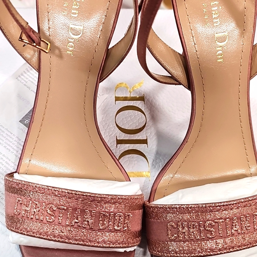 Christian Dior Dway Metallic Thread Embroidered Satin Sandals